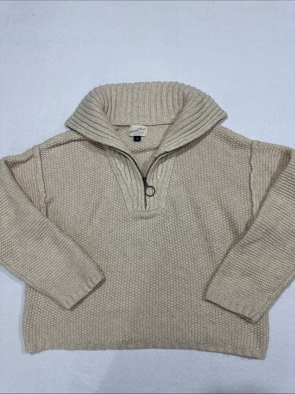 Universal Thread Men's Shawl Collar Zip Pullover - Beige